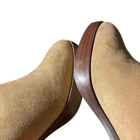 J Crew Suede Block Heel Ankle Booties 7 Tan Brown Platform Boots - Picture 10 of 12